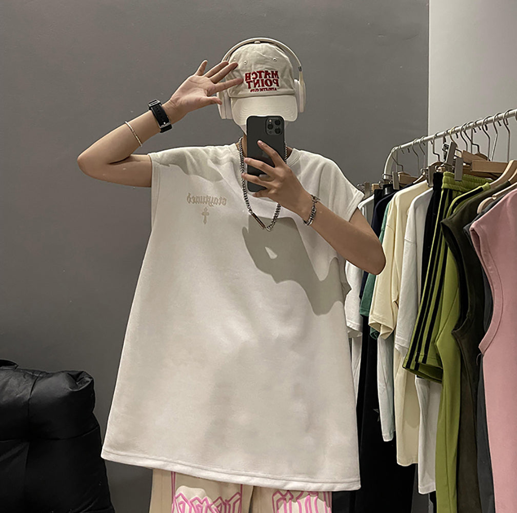 Men Oversized Typography Longline T-shirt
