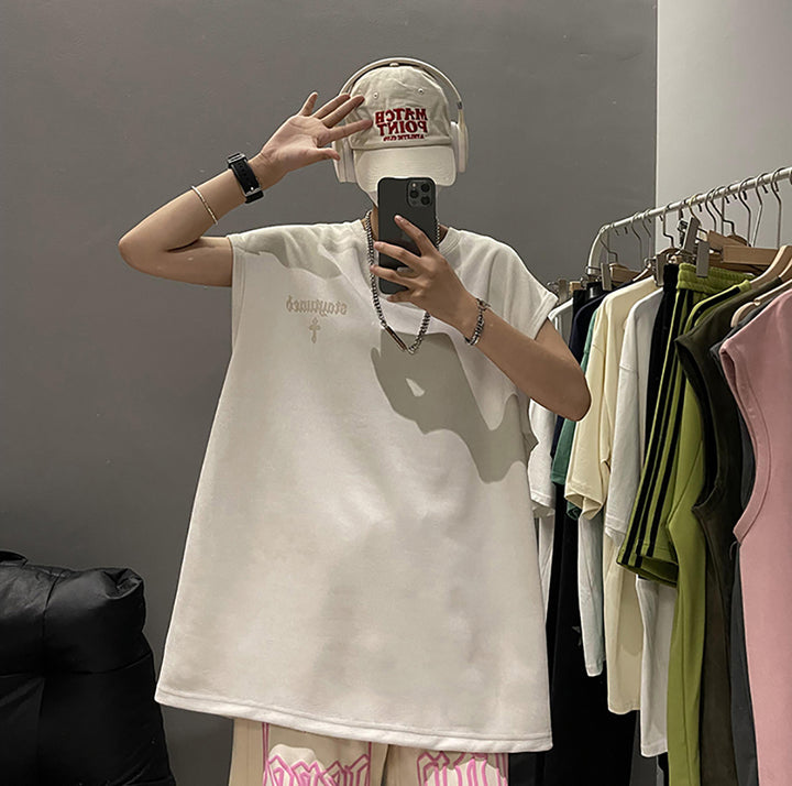 Men Oversized Typography Longline T-shirt