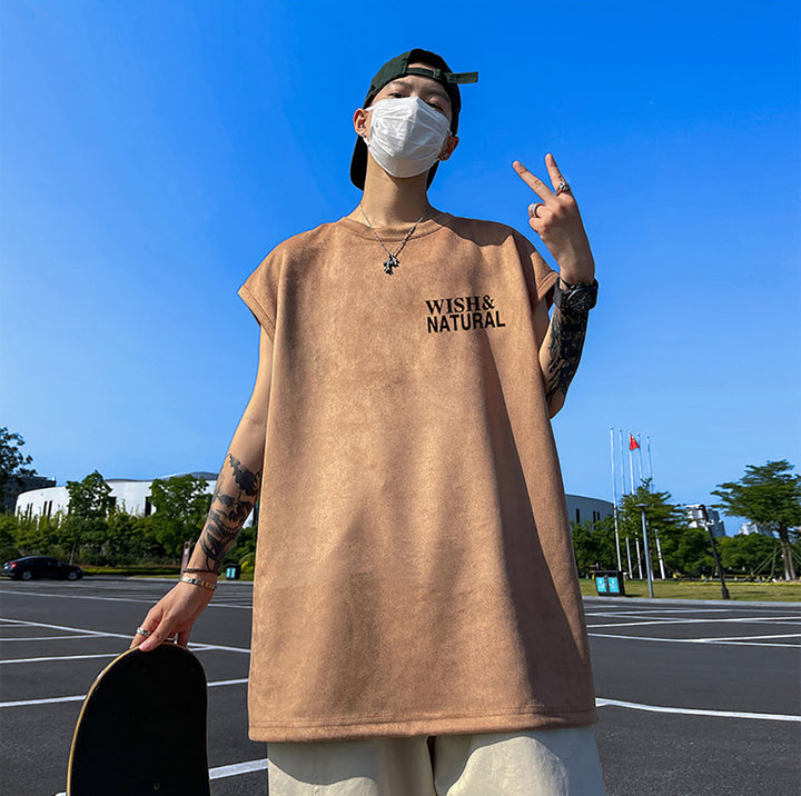 Men Typography Printed Round Neck  Oversized T-shirt