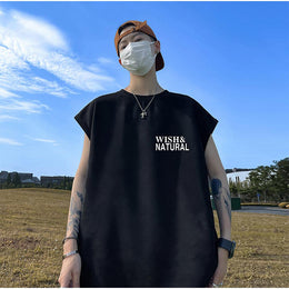 Men Typography Printed Round Neck Oversized T-shirt