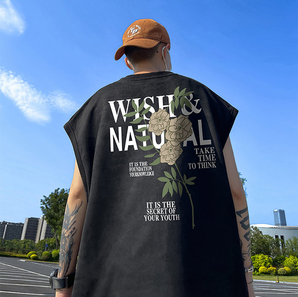 Men Typography Printed Round Neck Oversized T-shirt