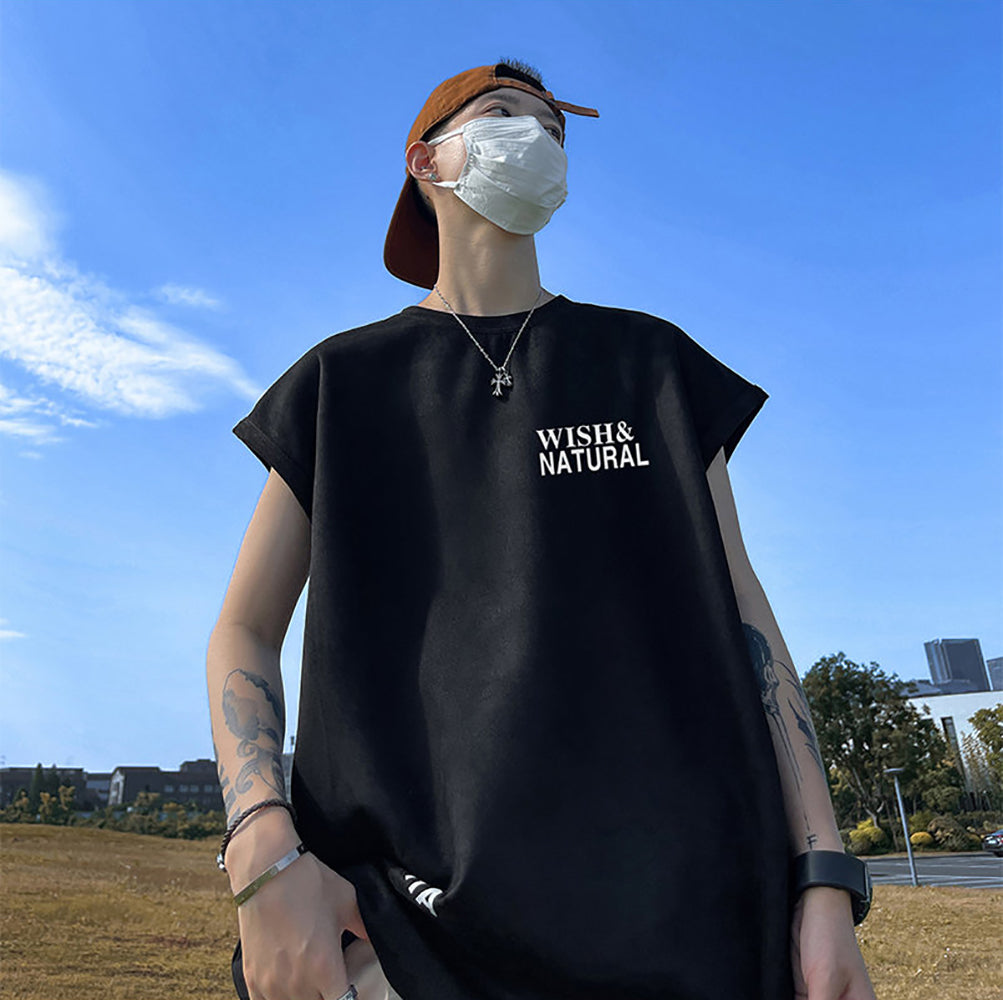 Men Typography Printed Round Neck Oversized T-shirt
