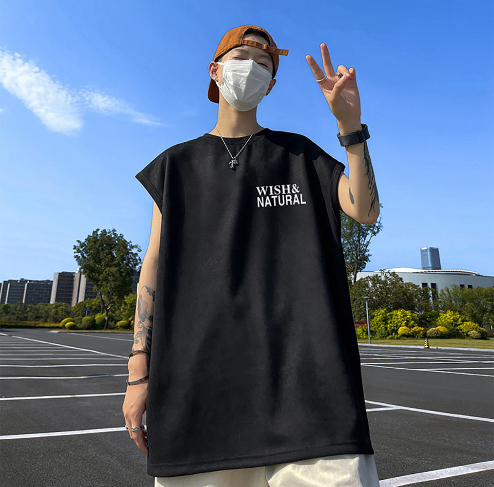 Men Typography Printed Round Neck Oversized T-shirt