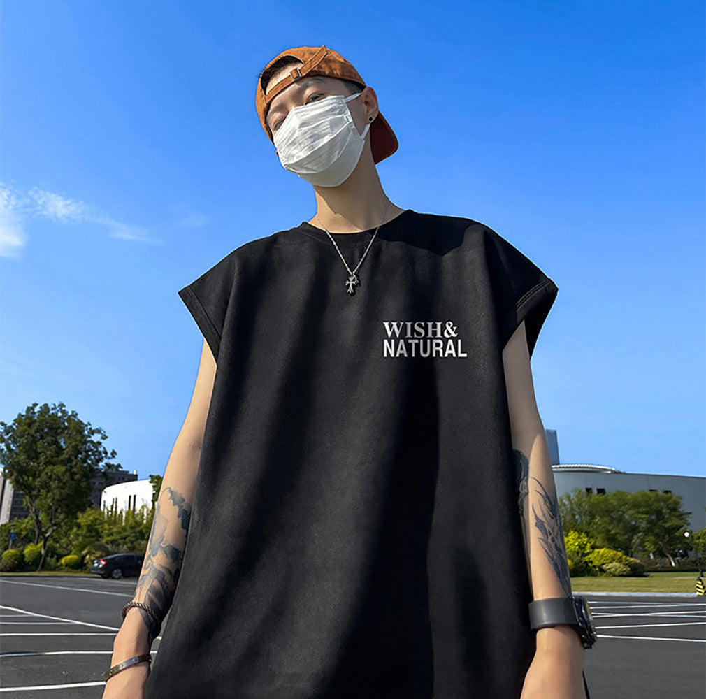 Men Typography Printed Round Neck Oversized T-shirt