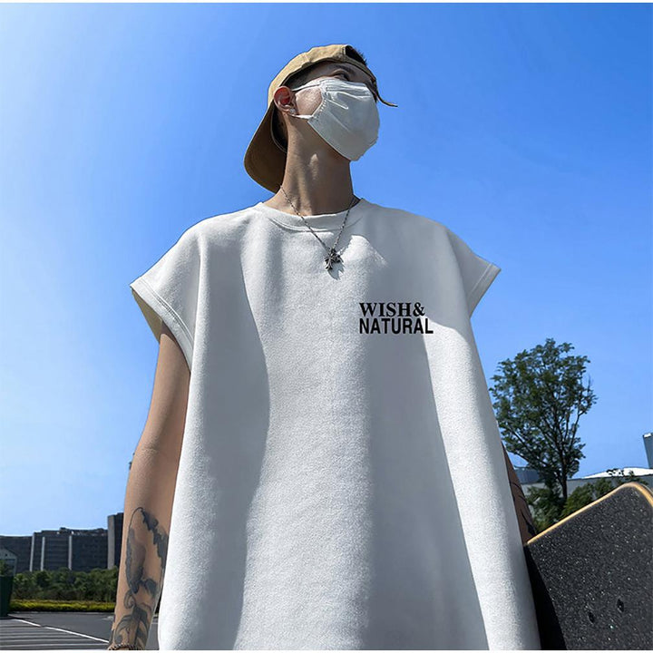 Men Typography Printed Round Neck  Oversized T-shirt