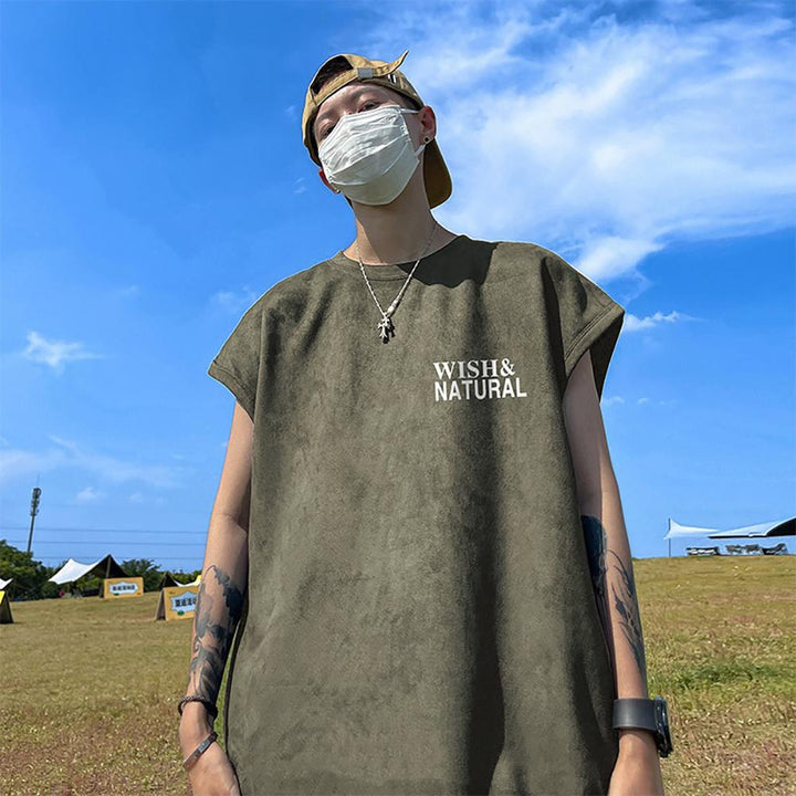 Men Typography Printed Round Neck  Oversized T-shirt