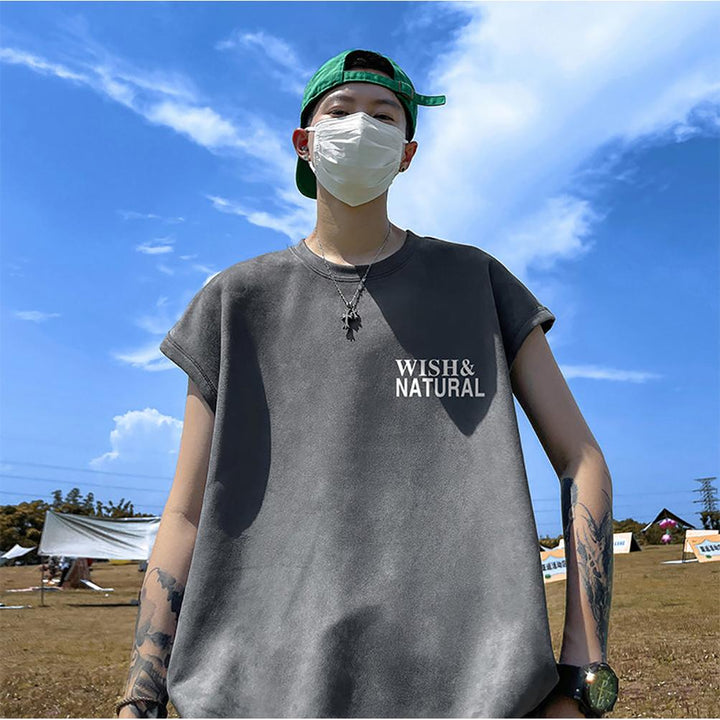 Men Typography Printed Round Neck  Oversized T-shirt