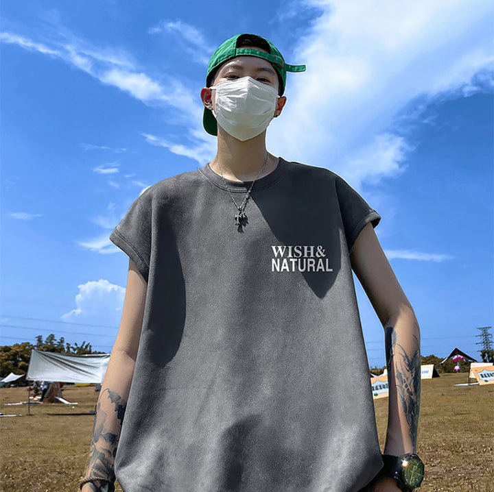 Men Typography Printed Round Neck  Oversized T-shirt