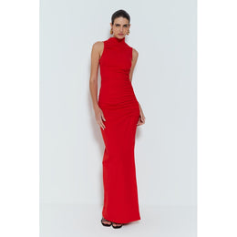 Women Mock Neck Bodycon Maxi Dress
