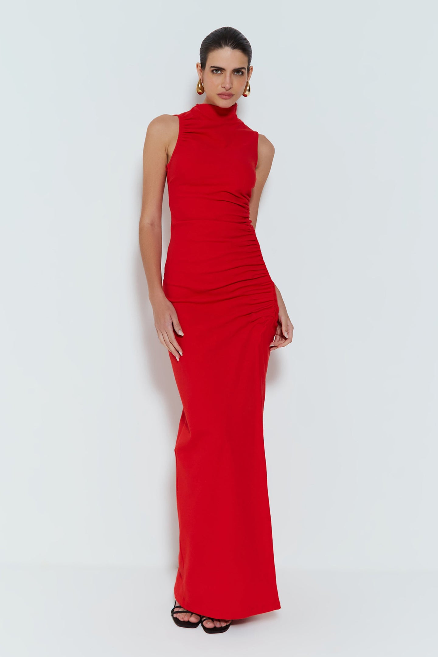 Women Mock Neck Bodycon Maxi Dress
