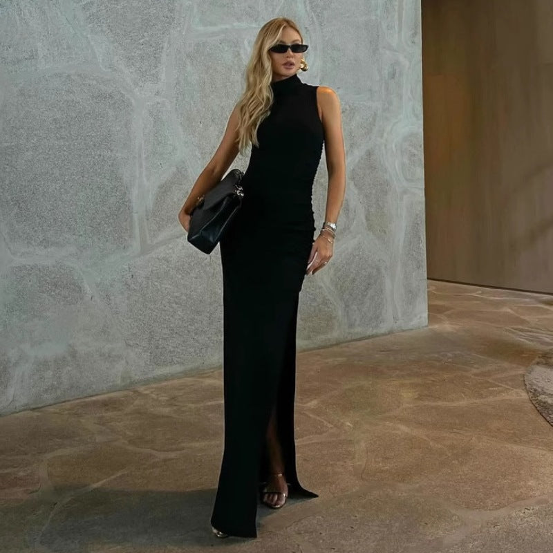 Mock Neck Bodycon Maxi Dress