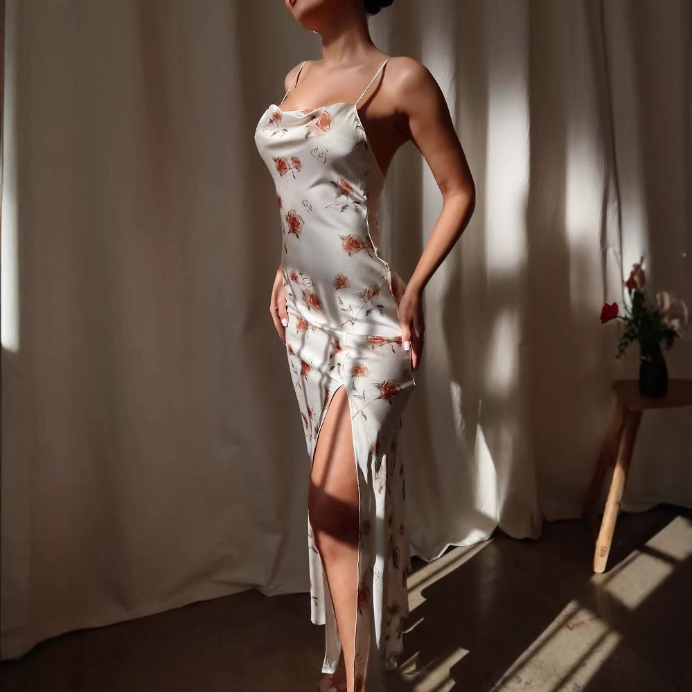 Floral Print Slits Sheath Midi Dress
