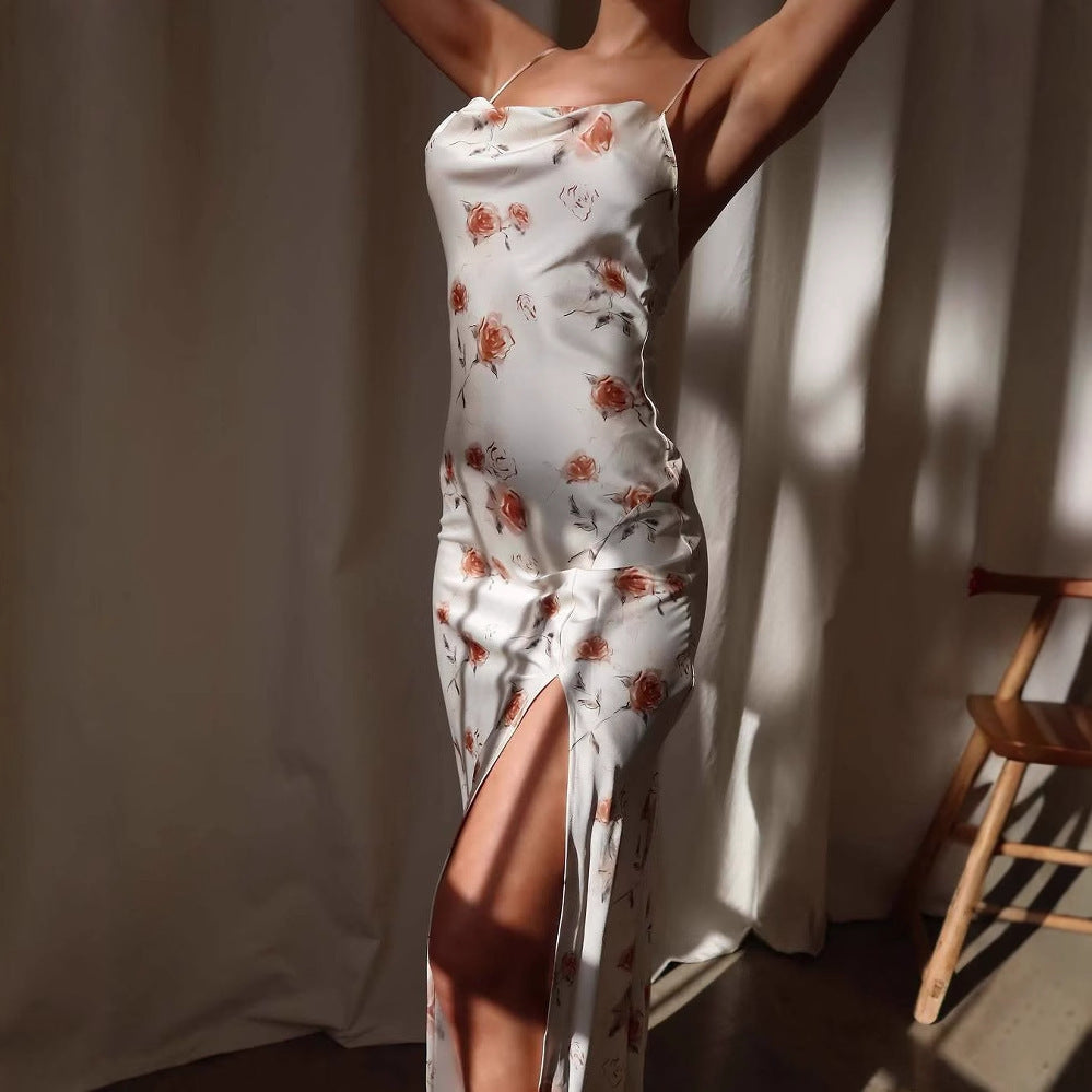 Floral Print Slits Sheath Midi Dress