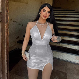 Women Halter Neck Bodycon Mini Dress