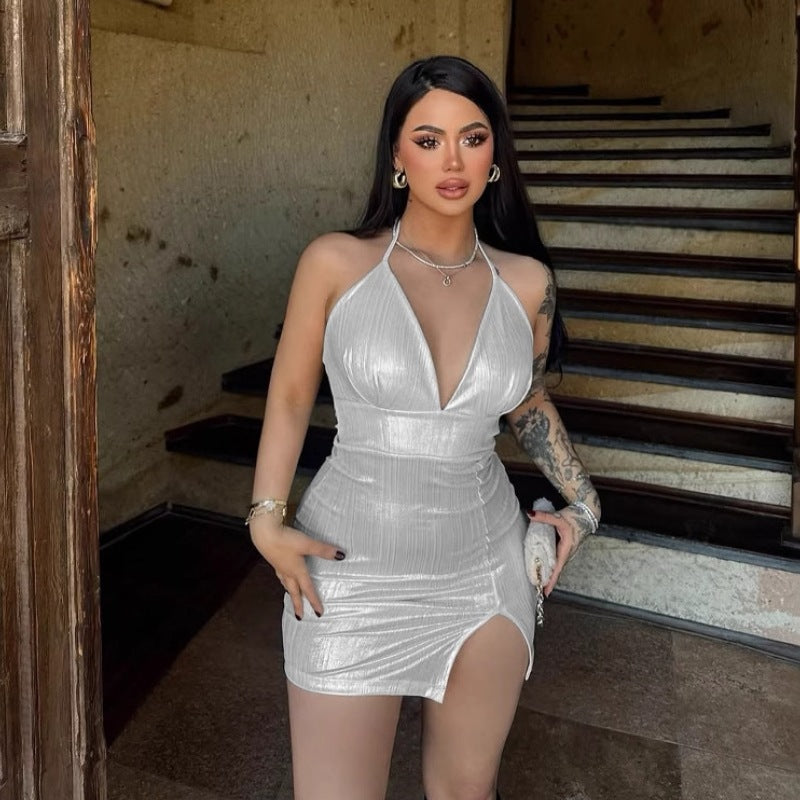 Women Halter Neck Bodycon Mini Dress