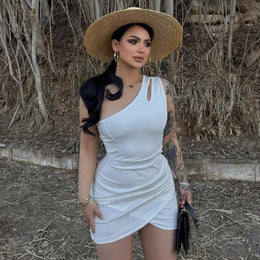 Women One Shoulder Bodycon Mini Dress