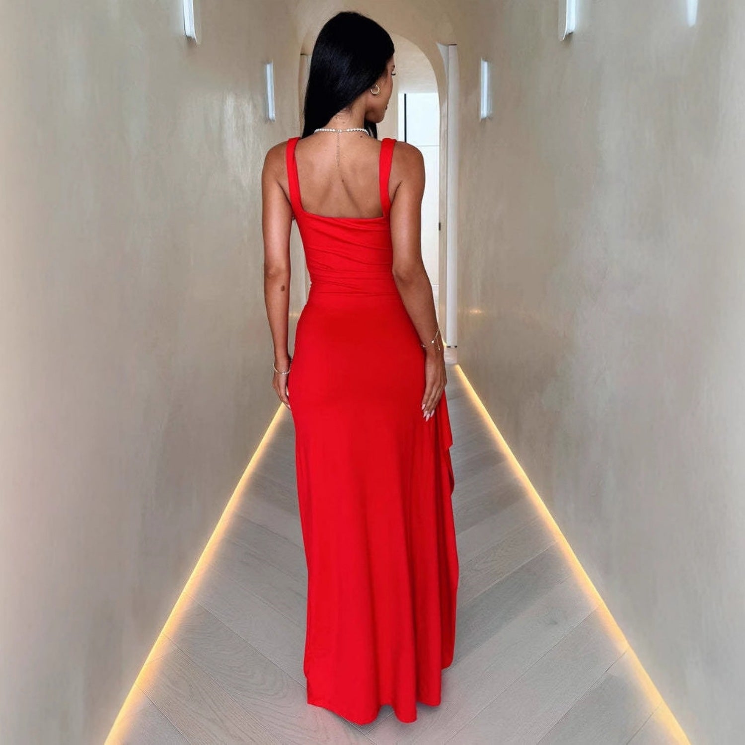 Women Shoulder Straps Maxi Dress