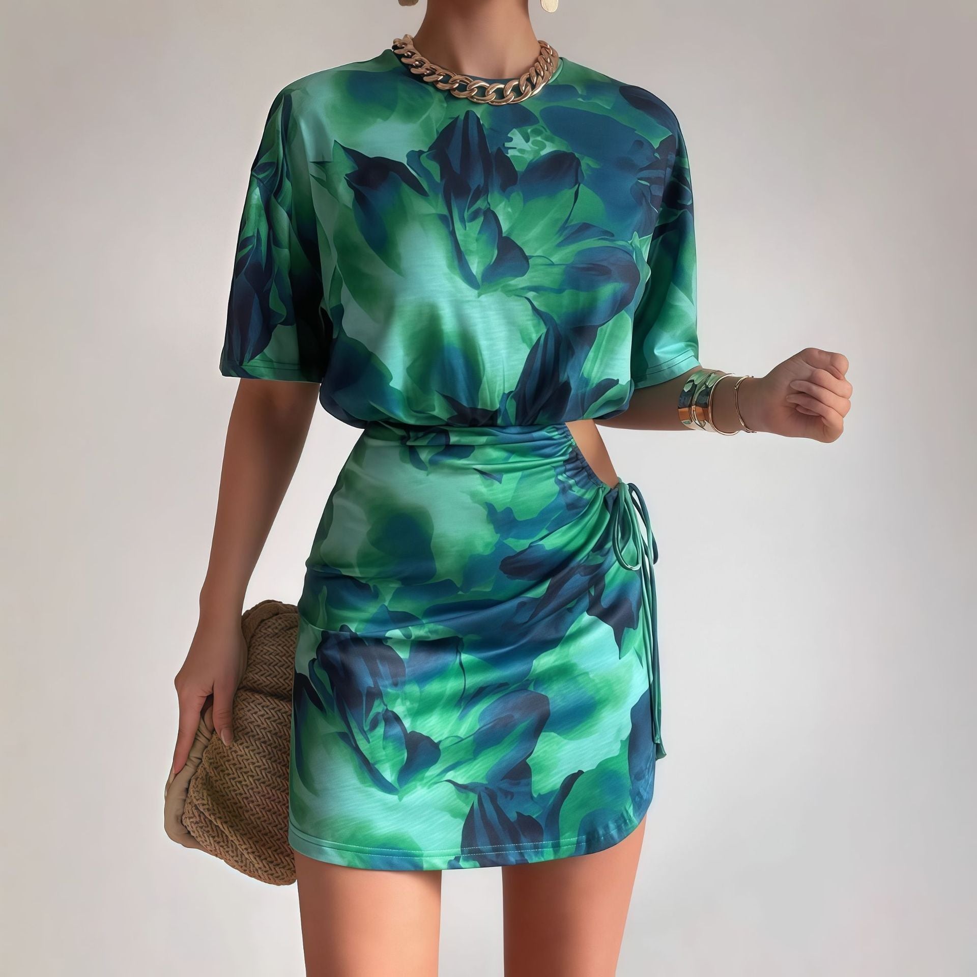 Women Abstract Printed Bodycon Mini Dress