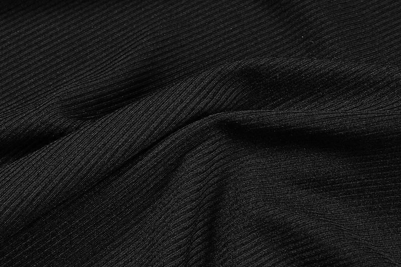 Women Ribbed Fitted Black Top