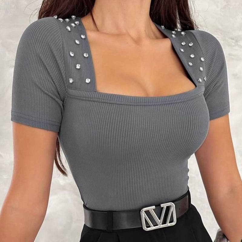 Women Ribbed Fitted Regular Top