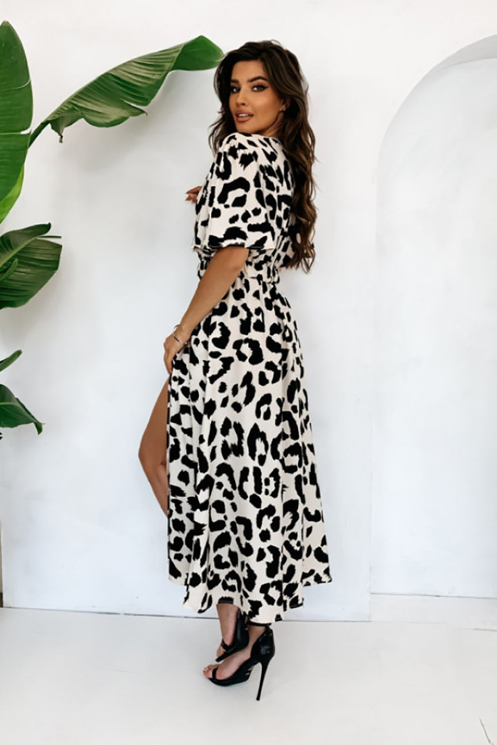 Animal Print A-Line Midi Dress