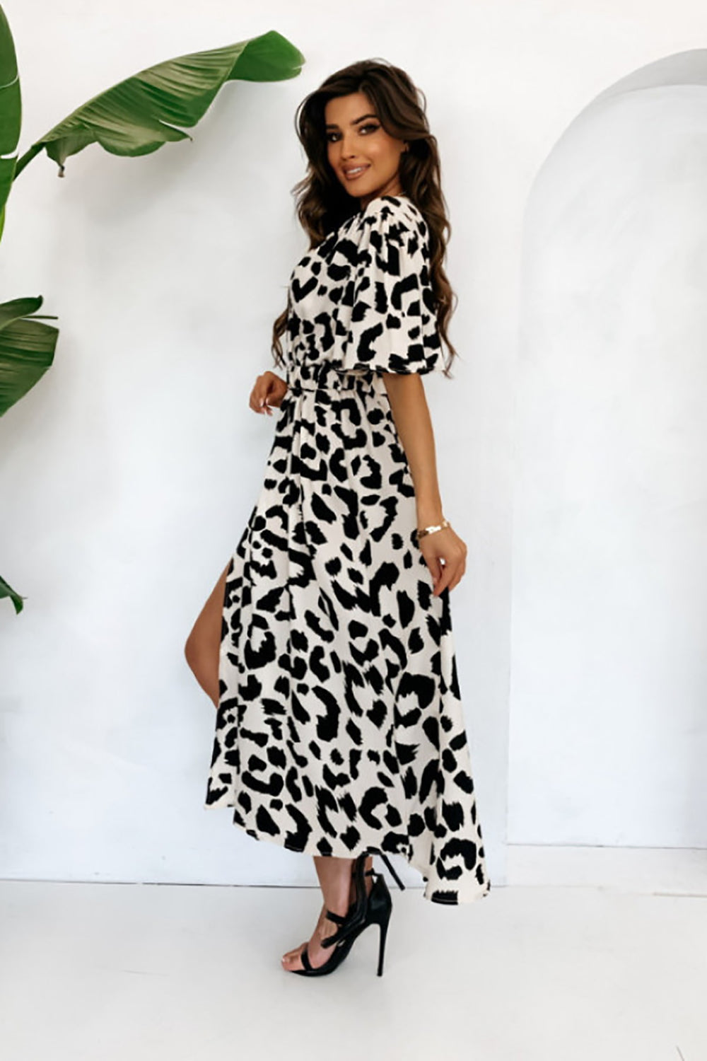 Animal Print A-Line Midi Dress