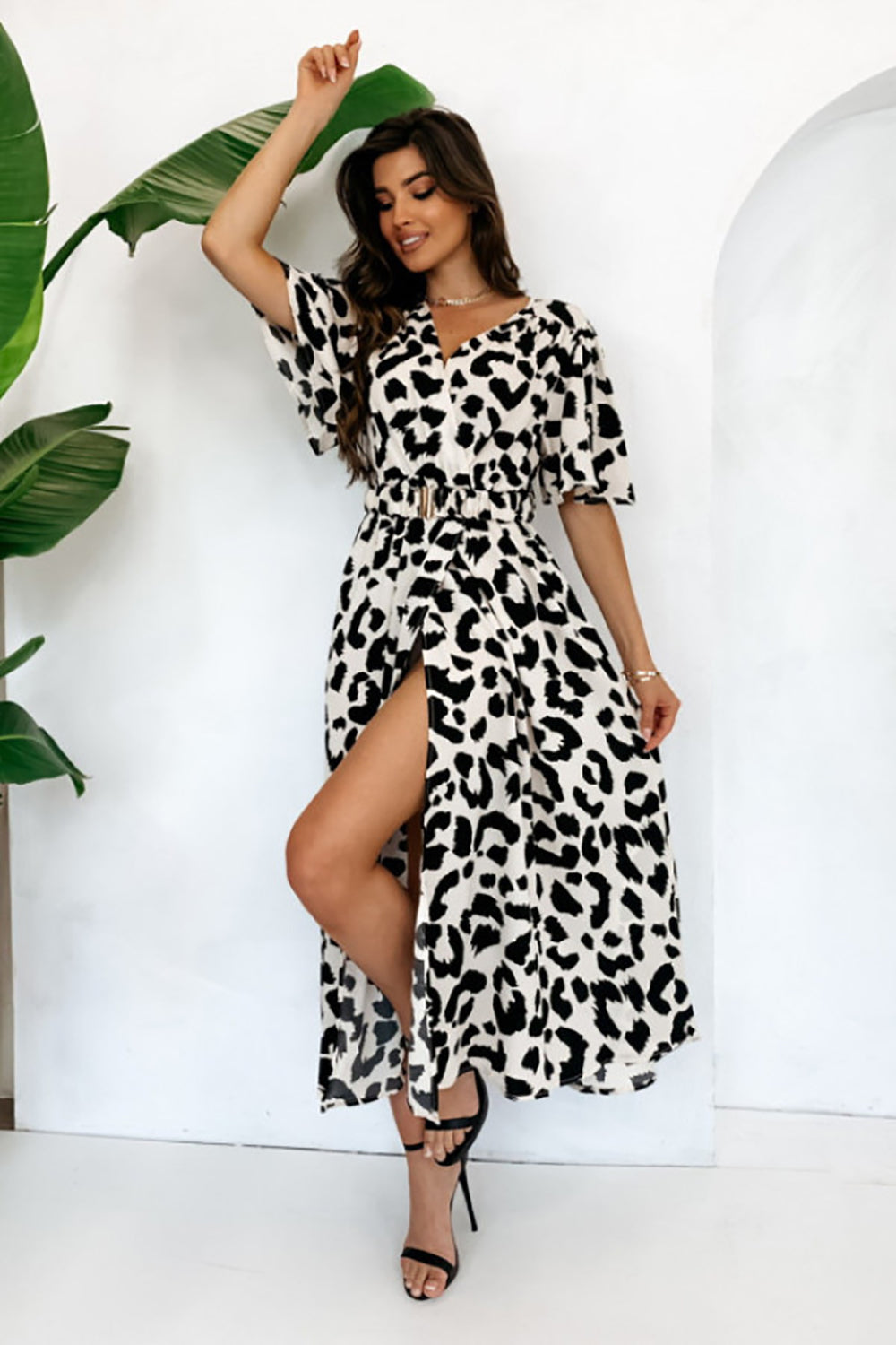 Animal Print A-Line Midi Dress