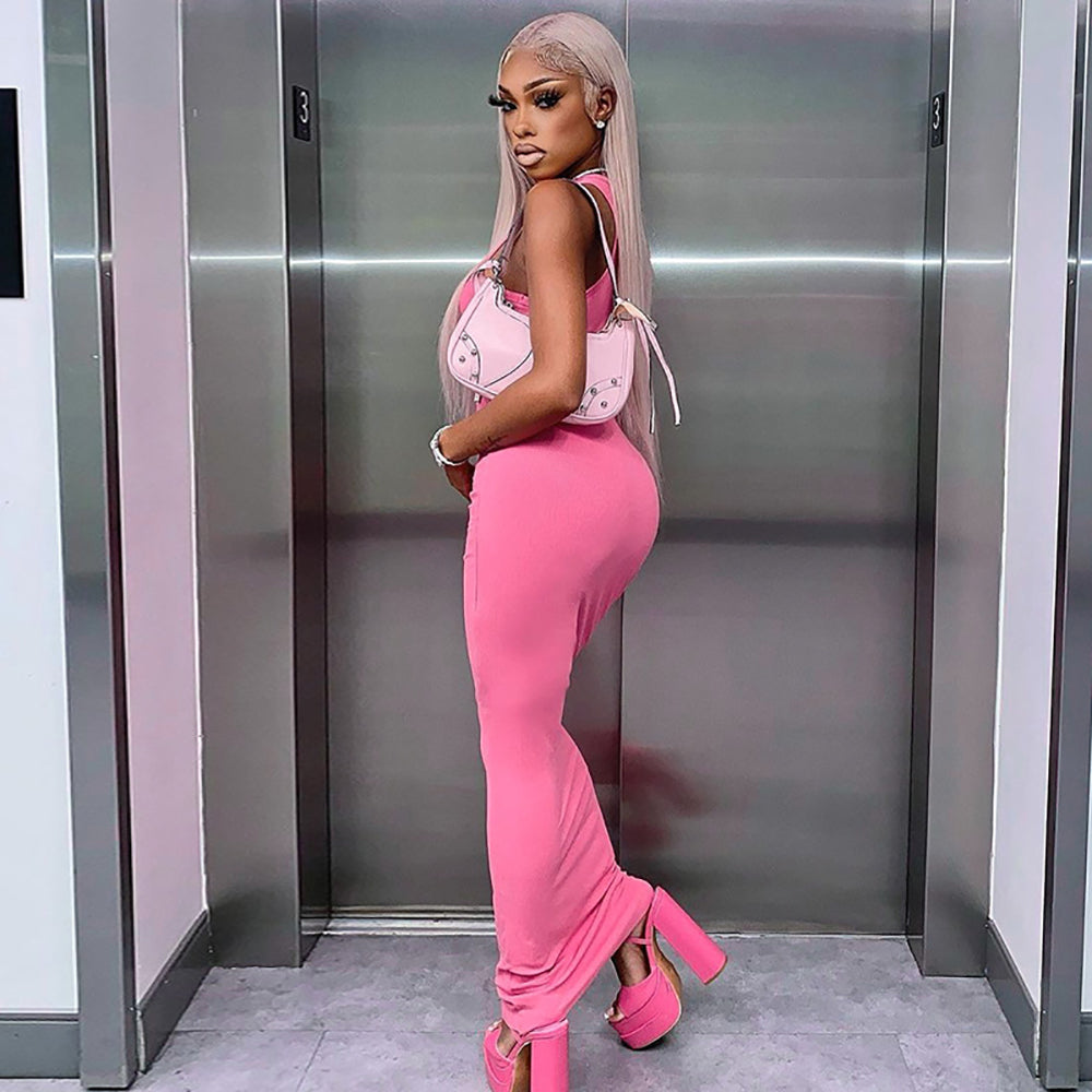 Solid Bodycon Maxi Dress