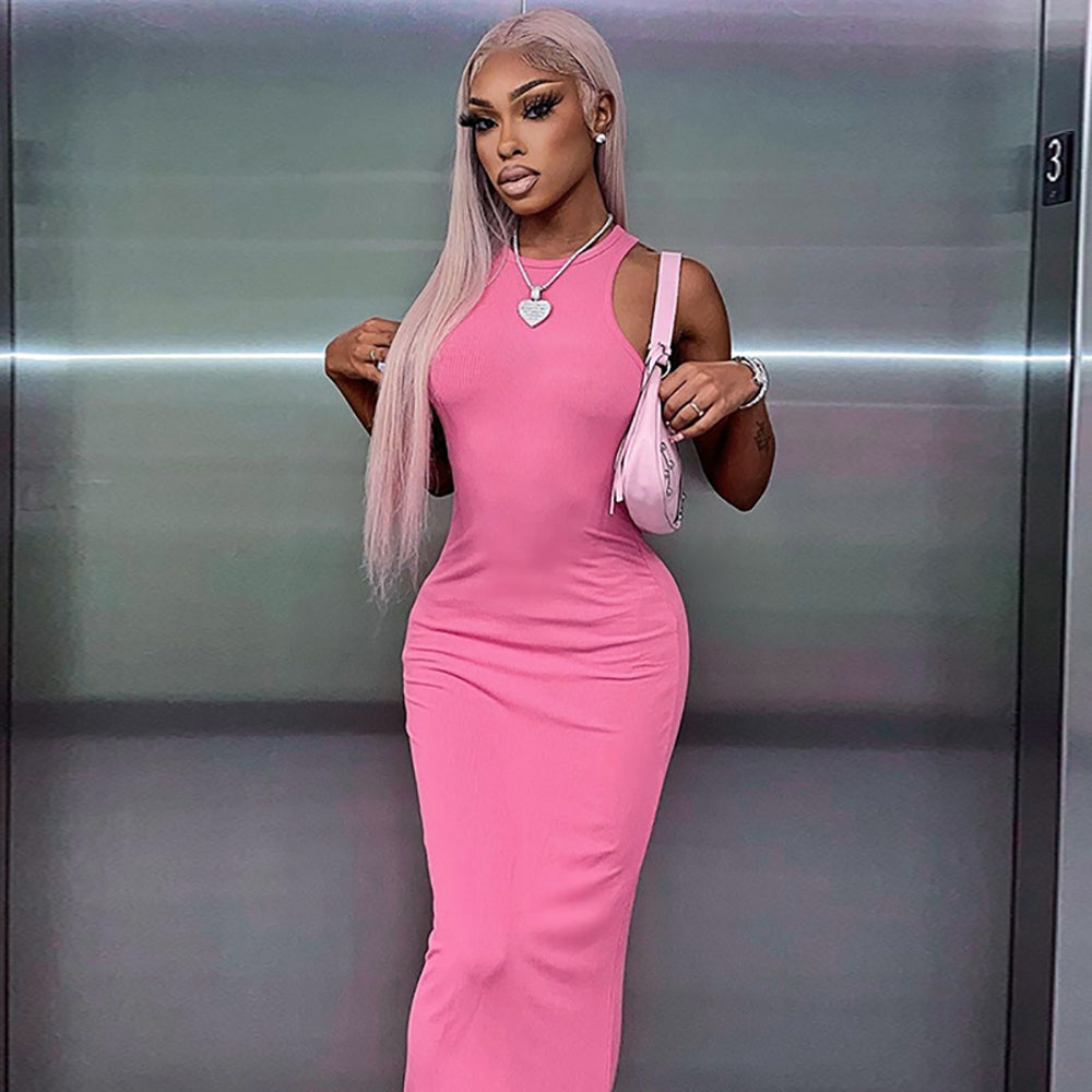 Solid Bodycon Maxi Dress
