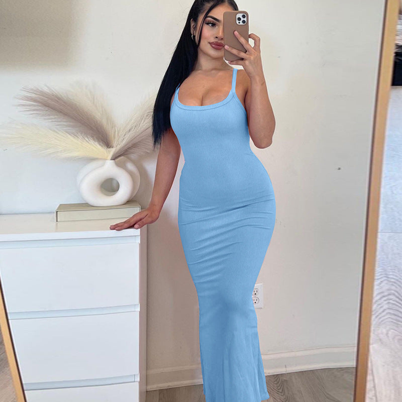 Shoulder Straps Bodycon Maxi Dress