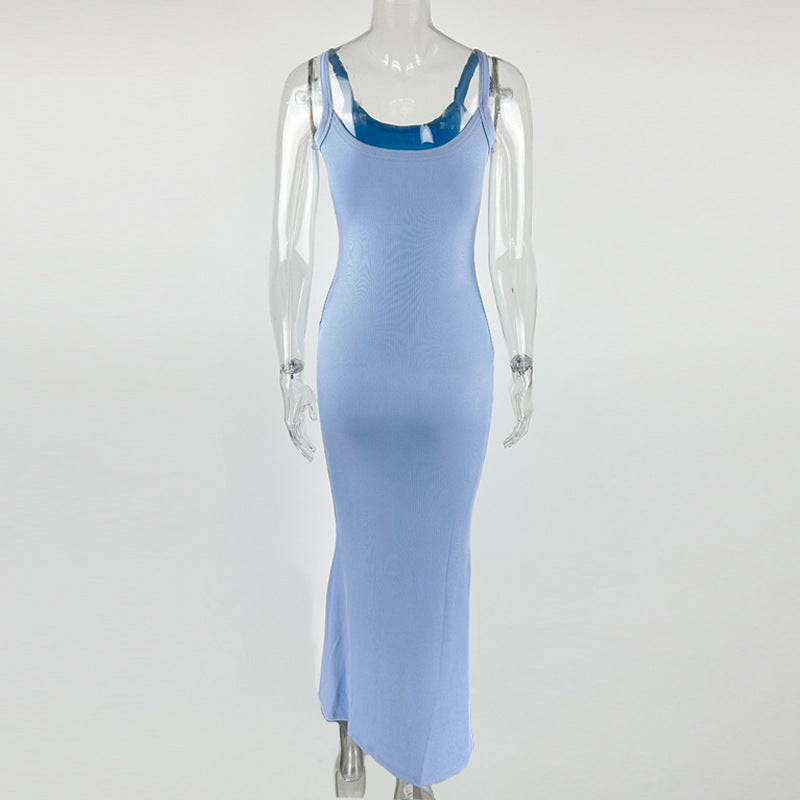 Shoulder Straps Bodycon Maxi Dress