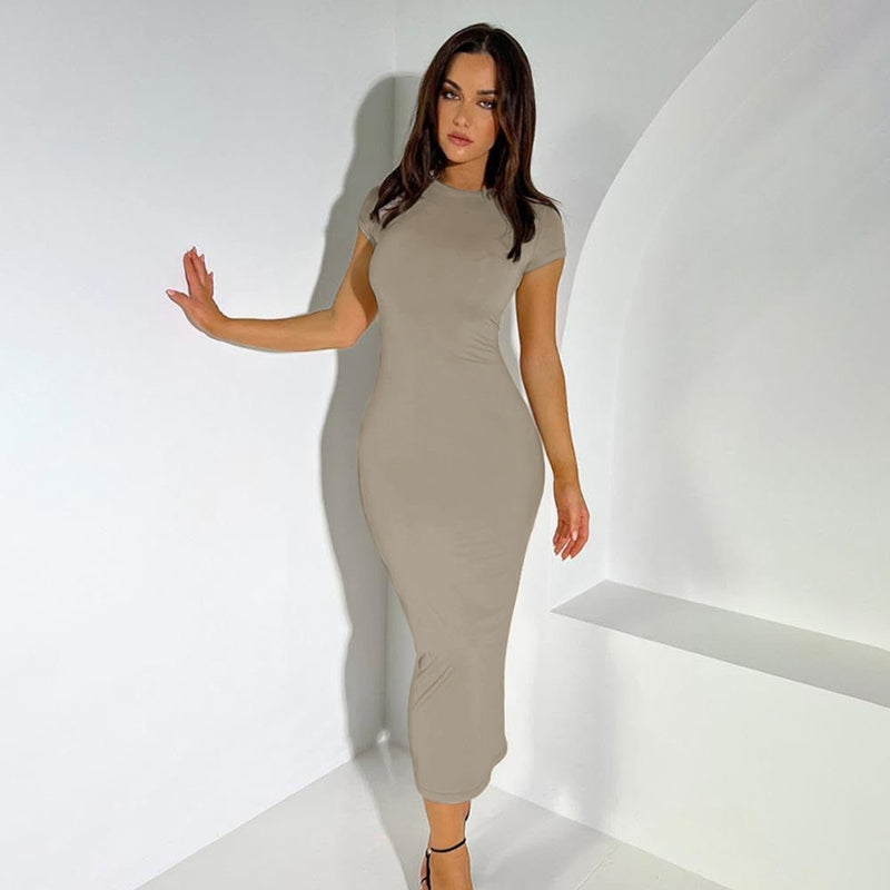 Women Solid  Bodycon Midi Dress