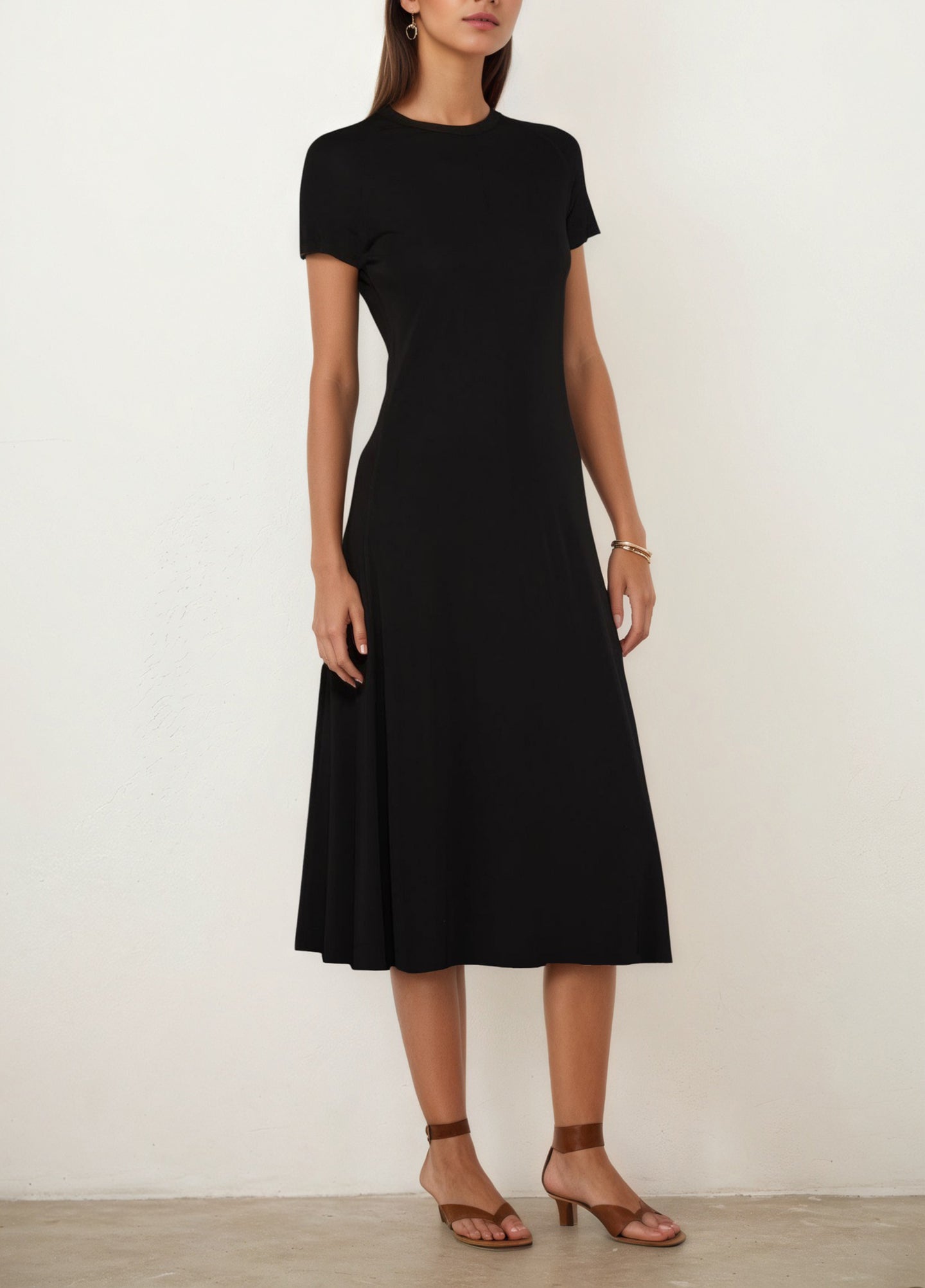 Women Round Neck A-line Dress