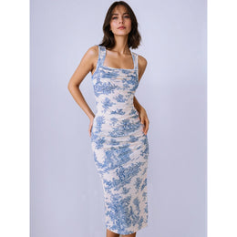 Women Floral Print Sheath Midi Dress