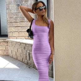 Square Neck Bodycon Maxi Dress