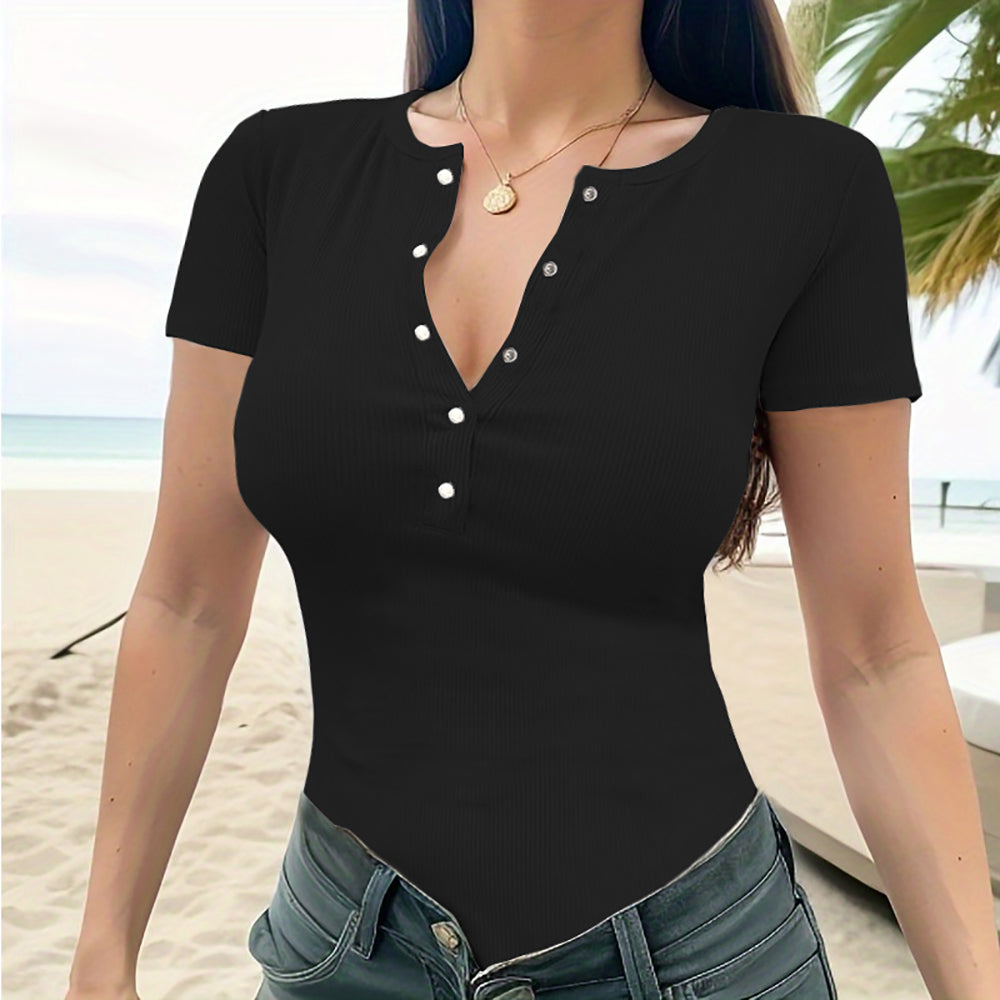 Cotton V-Neck Bodysuit