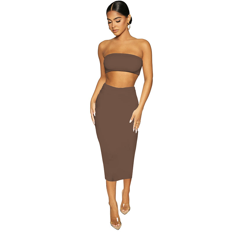 Strapless Crop Top With Skirt