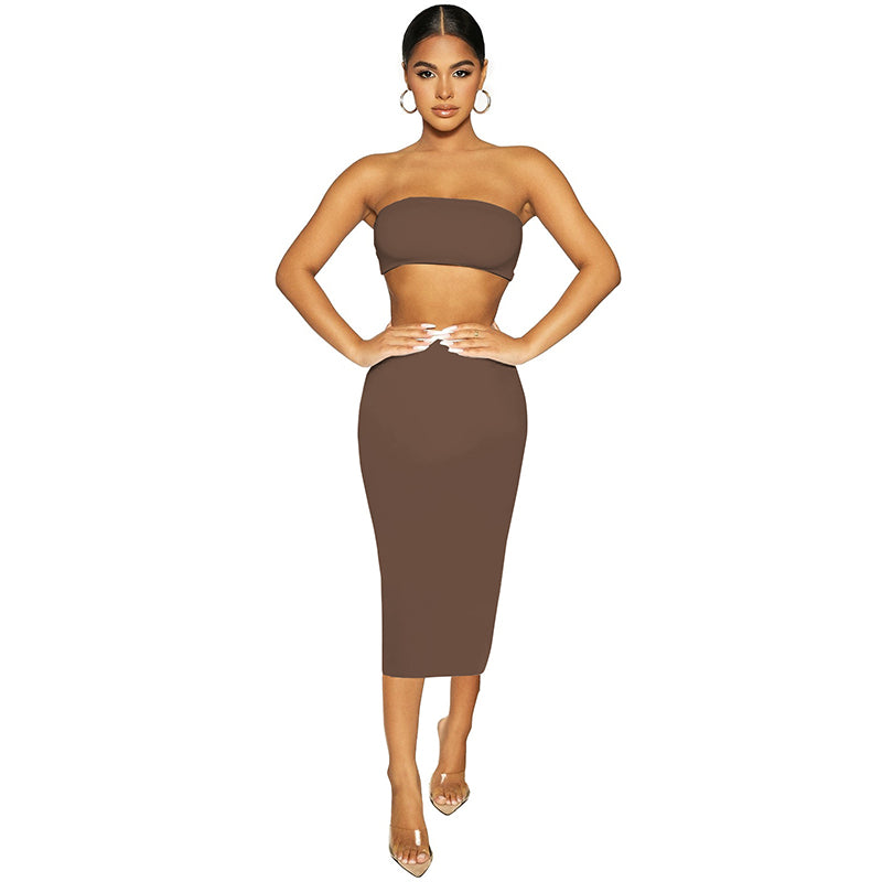 Strapless Crop Top With Skirt