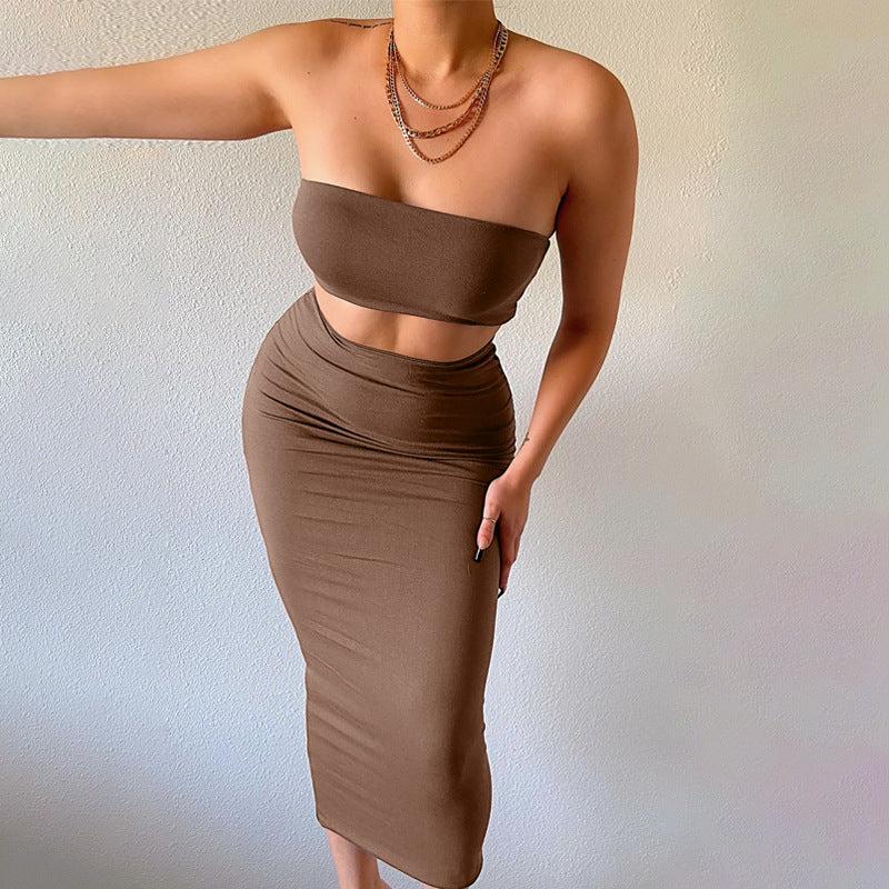 Strapless Crop Top With Skirt