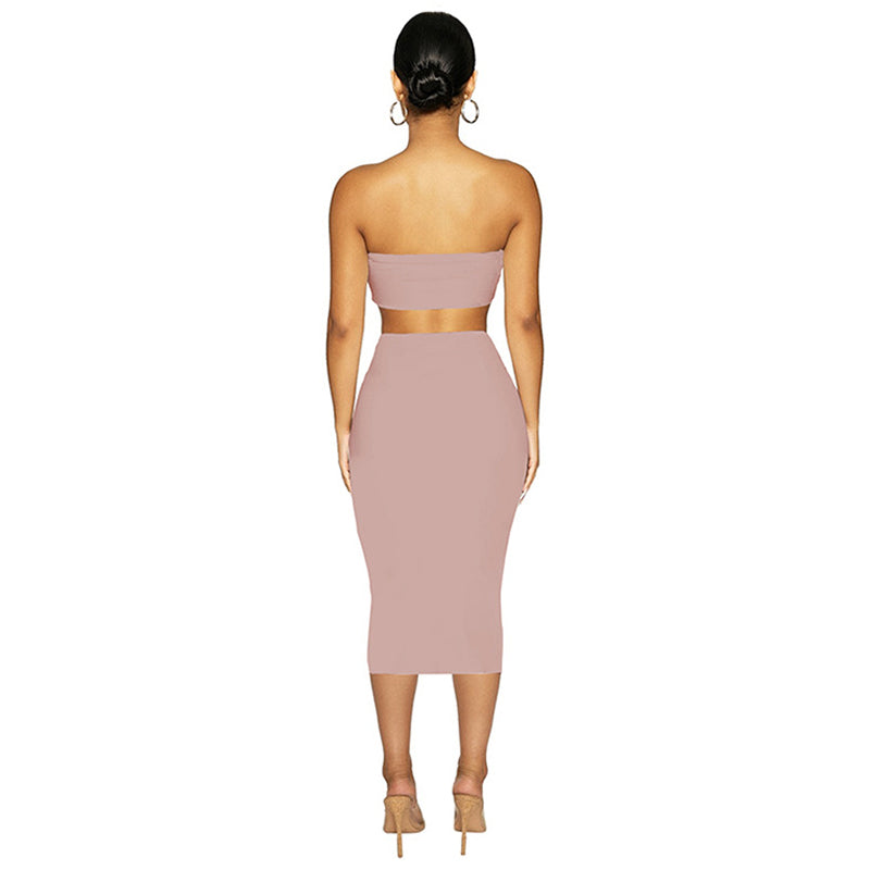 Strapless Crop Top With Skirt