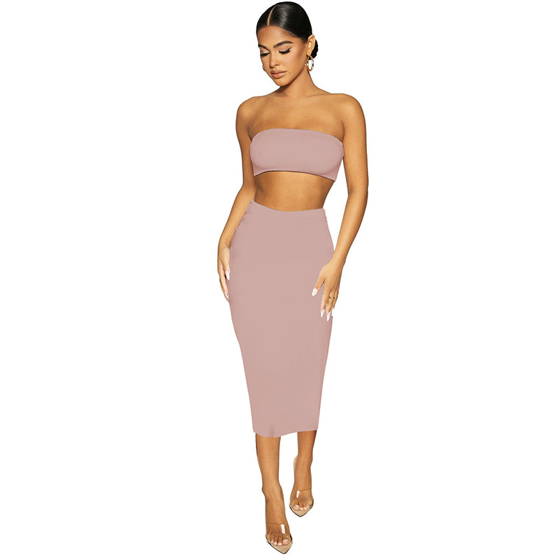 Strapless Crop Top With Skirt