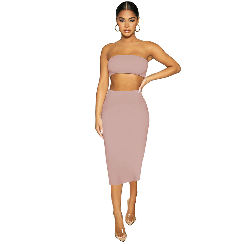 Strapless Crop Top With Skirt
