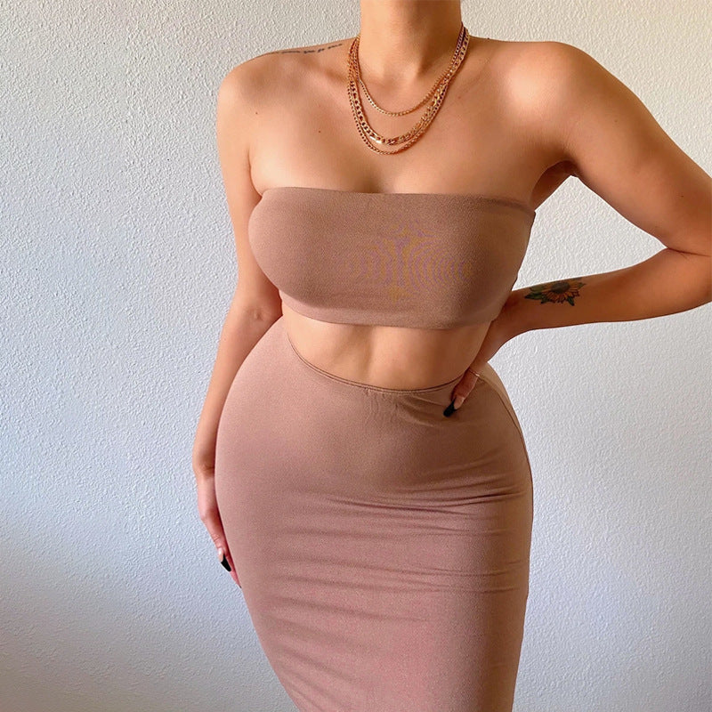 Strapless Crop Top With Skirt