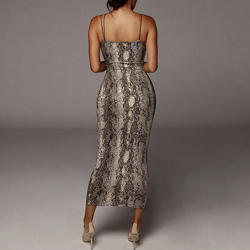 Animal Printed Bodycon Maxi Dress