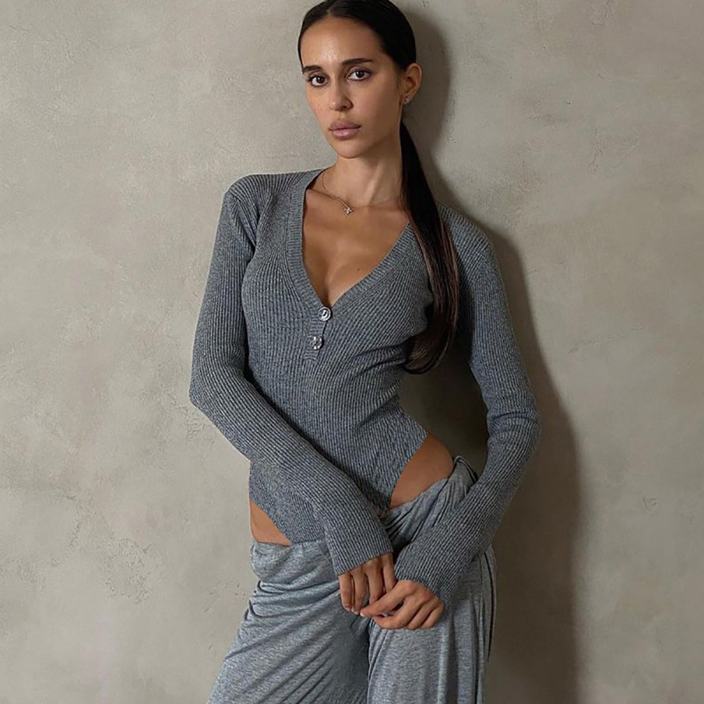 V-Neck Long Sleeve Bodysuit