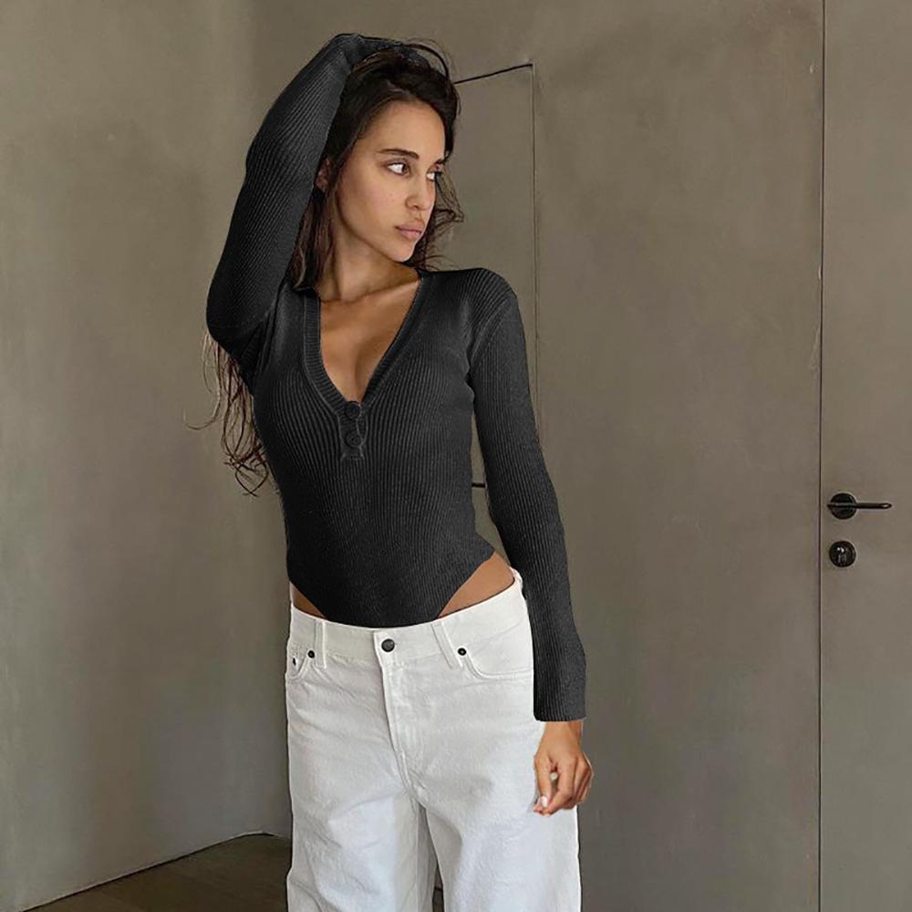 V-Neck Long Sleeve Bodysuit