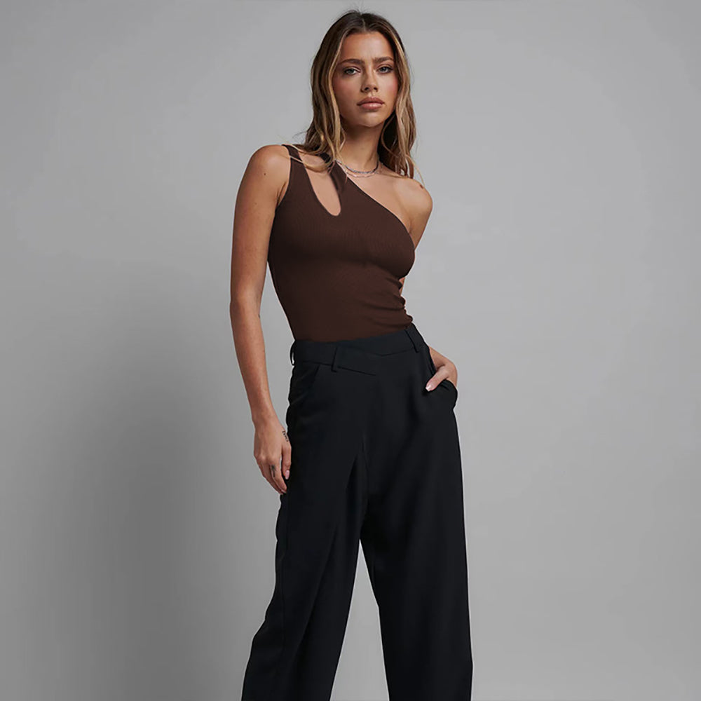 Solid One Shoulder Playsuit