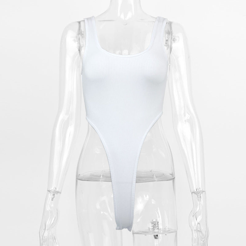 Women Solid Scoop Neck Sleeveless Bodysuit