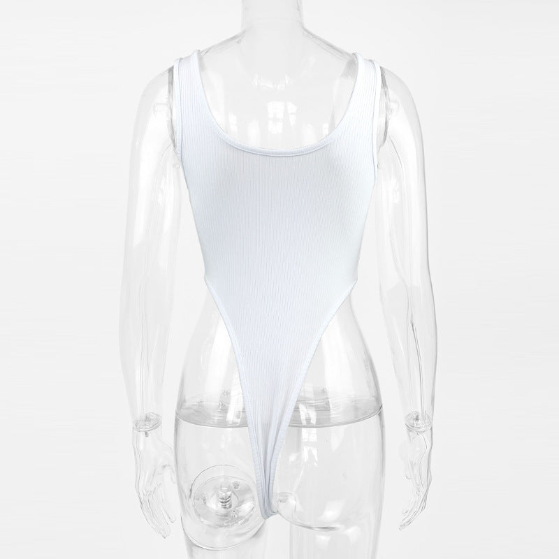 Women Solid Scoop Neck Sleeveless Bodysuit