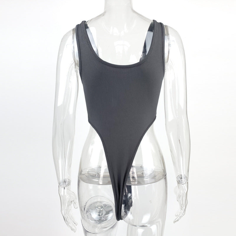Women Self Design Sleeveless Scoop Neck Bodysuit
